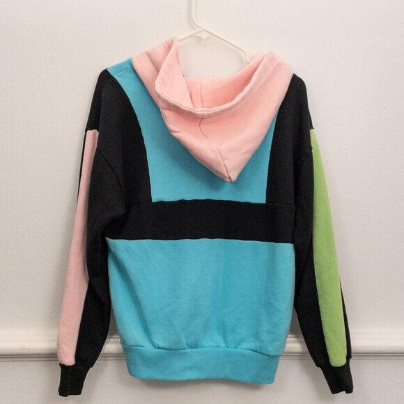 Polaroid Retro Colorblock Half-Zip Fleece Hoodie – Multicolor Streetwear Size S - Picture 4 of 5